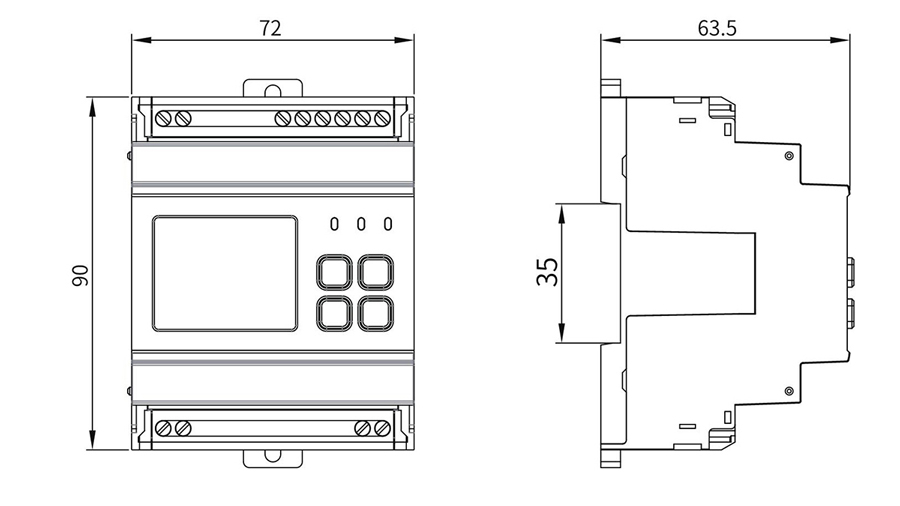 PD195Z-CD31F DC DIN-rail Mounted Energy Meter for EV Charger Dimension