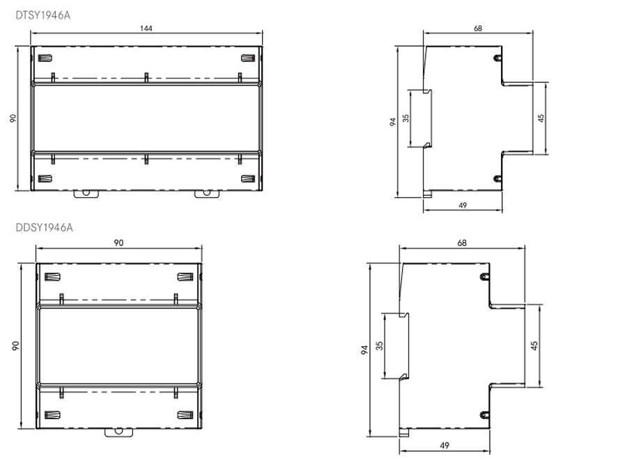 DIN-rail Mounted Prepaid Energy Meter Dimension