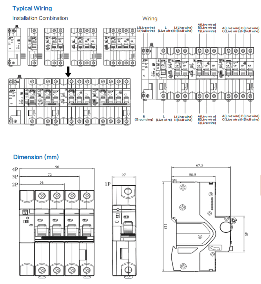 Intelligent Miniature Circuit Breaker SFB2A-80 Series Typical Wiring